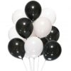 hvite og sorte latex heliumballonger